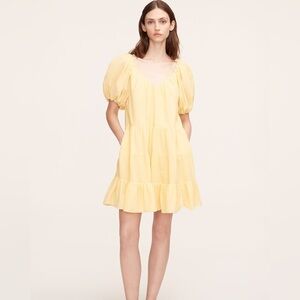 Rebecca Taylor Textured Tiered Dress camomile Yellow Puff Sleeve Mini medium